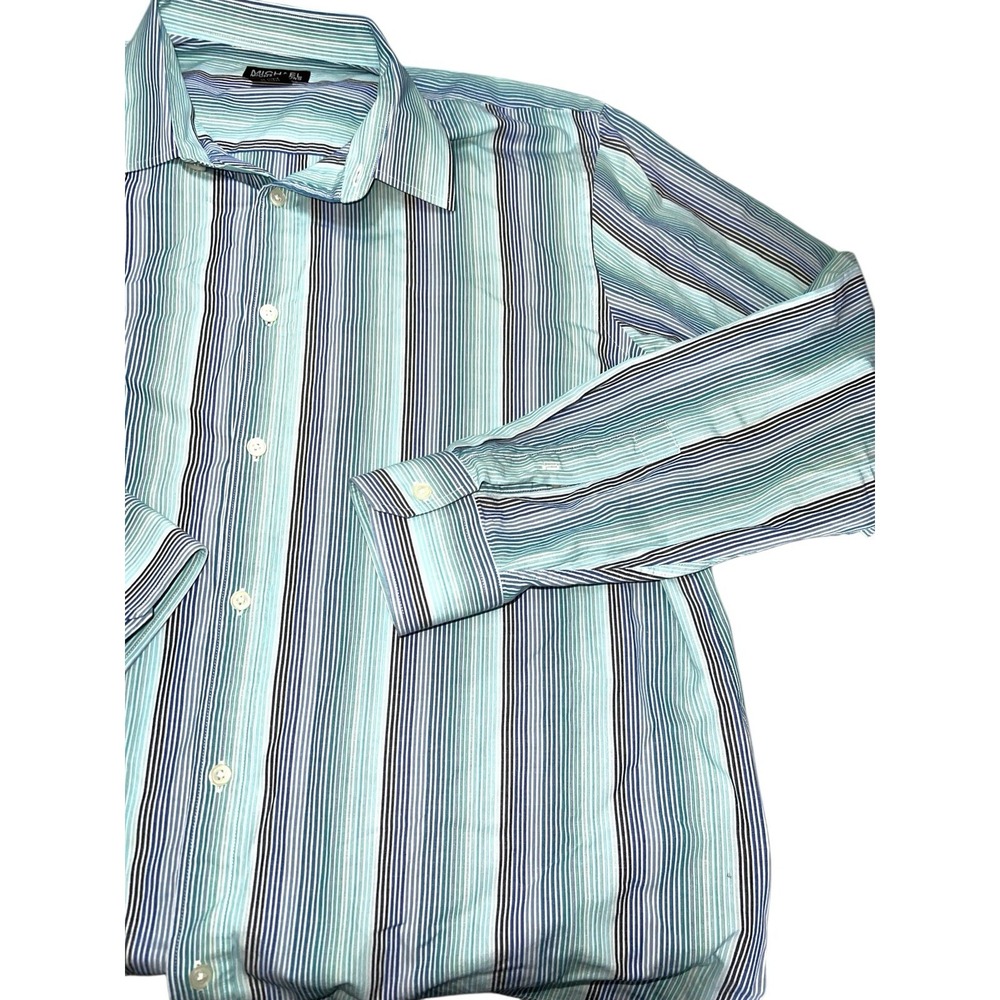 Men's‎ Michael Kors Michael Long Sleeve Button Up Shirt Blue/Green Stripe XXL - Picture 3 of 7
